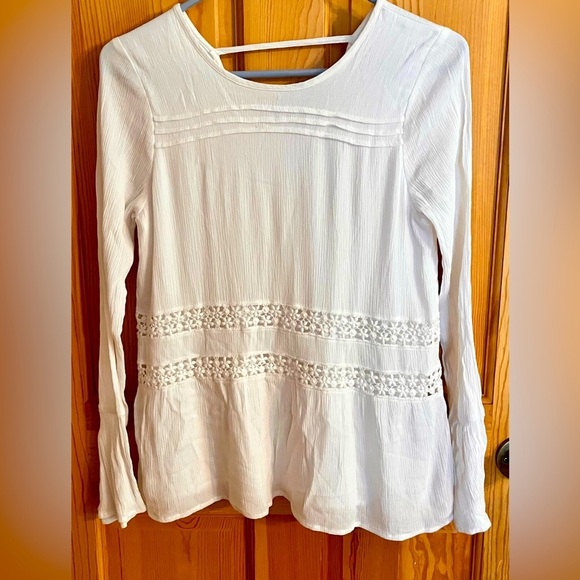 abercrombie kids Other - Abercrombie Kids SZ 16 White Lined Top Battenburg Lace Girlhoodcore Tween Teen
